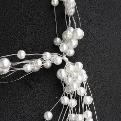 Handmade long Hair Wedding Accessories Ribbon tassels peal Bridal Headband