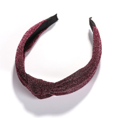 Sold colors Glitter Cross Knot Hair bands Cloth Wrapped women hair bands
