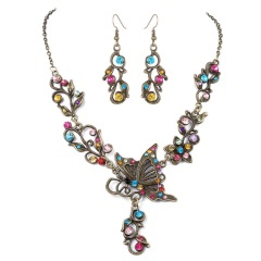 European and American bride exaggerated colorful alloy rhinestones jewelry sets for women European and American bride exaggerated colorful alloy rhinestones jewelry sets for women