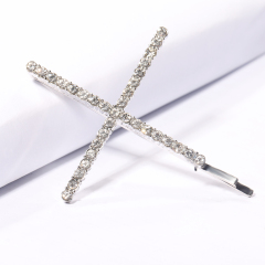 Korean X Cross Pearl Rainbow Crystal Hair Pins For Women Girls Handmade Ethnic CZ Stone