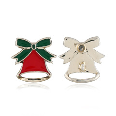 wholesale trendy women red yellow alloy paint Christmas bell stud earrings