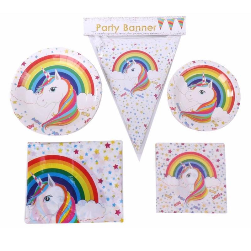 16 Party Tableware Plates Banner Girls Unicorn Party Decorations Supplies 16 Party Tableware Plates Banner Girls Unicorn Party Decorations Supplies