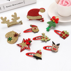 wholesale 2020 ins fall winter glitter girls hairgrips glove tree deer hat christmas kids hair clips for christmas