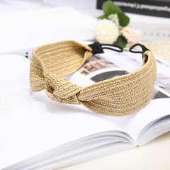 New Fashion Bohemian Beach Striped Cross Girl Woman straw Headband