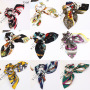 Solid Color Long Scrunchies bow  pearl Rubber Bands hair ties with bow