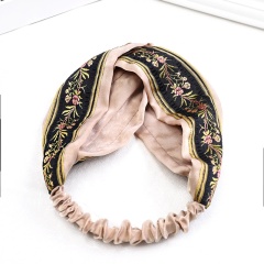 New multicolor retro embroidery beauty hairdresser accessories elastic hair band