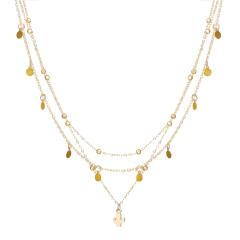 Bohemian mini cactus Chain Sequin Tassel Pendant jewelry gold choker necklace for women