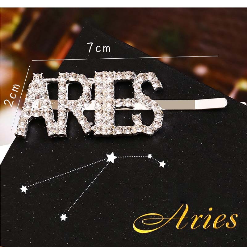 Custom Fashionable 12 constellation libra rhinestone bling bling letter words hair clips