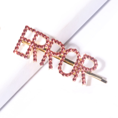 wholesale fashion wedding bridal colorful crystal letter hair pins for women