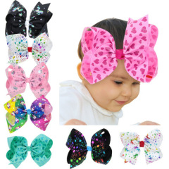 Amazon hot sale 8 style baby big bows knot printed hair clips for girls hair accessories Amazon hot sale 8 style baby big bows knot printed hair clips for girls hair accessories