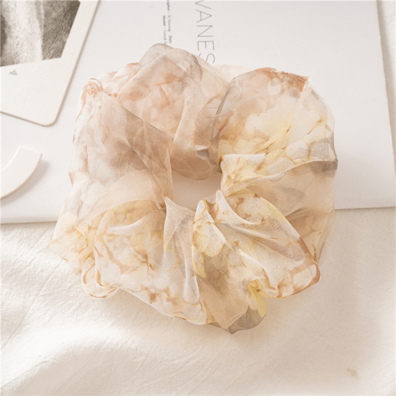 Spring and summer new thin organza yarn psychedelic color oversized hair scrunchies