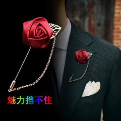 wholesale fashion custom jewelry metal men suit chain flower brooches pins