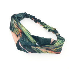 2020 new arrival custom women summer elastic printing banana leaf headbands for young girls