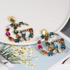 New creative European and American style exaggerated trend women's accessories crystal hoop earrings with wordings New creative European and American style exaggerated trend women's accessories crystal hoop earrings with wordings
