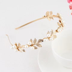 New wedding fancy hairbands women metal pearl hair hoop rhinestone baroque headband