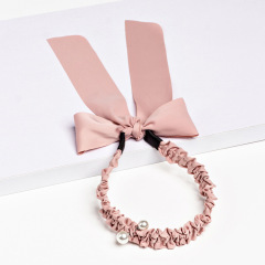 Wholesale Custom silk stain Bunny Ears Girl Bow Hair Bands Hairbands women