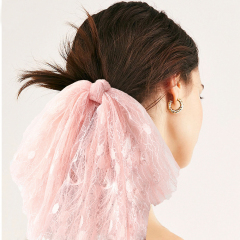 korean bulk custom Super fairy solid color ribbon elastic chouchou lace hair ties
