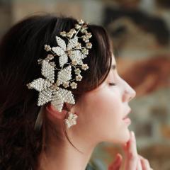 Handmade Wedding Accessories Ribbon tassels peal Bridal pearl hairband