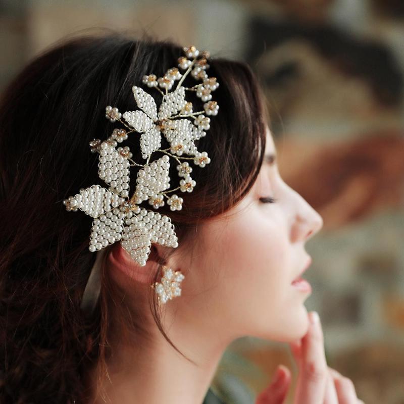 Handmade Wedding Accessories Ribbon tassels peal Bridal pearl hairband Handmade Wedding Accessories Ribbon tassels peal Bridal pearl hairband