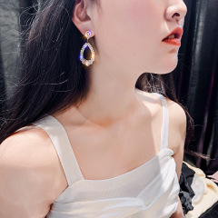 2019 new alloy zircon rhinestone circle s925 silver needle geometric earring