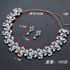 Rhinestone crystal Party korea Necklace Earrings Bridal wedding jewelry set