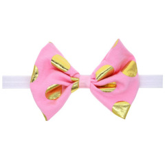 1PC Printed gold wave point bows hairband baby girls headband hair accessories