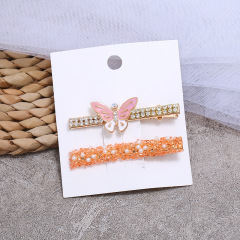 Summer and spring 2pcs/set wholesale ins hot girls crystal butterfly hair clips