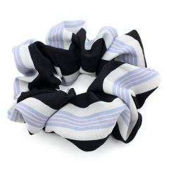 Wholesale Bulk Custom Women Elastic Two-color striped fabric Hair Scrunchie for girls