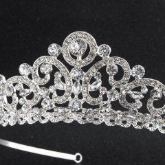 2019 luxury silver rhinestone  crystal wedding round  bridal tiaras  crowns