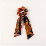 Retro style customized girls ponytail printed elastic knotted hair ties