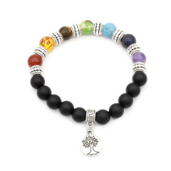 New Fashion Jewelry Yoga Beads Life Tree Bracelets With 7 Chakra Energy Natural Lava Stones