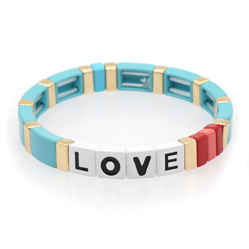 Wholesale Factory Direct Customized Bohemia Rainbow Painted Letter Love Enamel Bracelet Wholesale Factory Direct Customized Bohemia Rainbow Painted Letter Love Enamel Bracelet