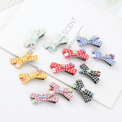 Amazon Top Seller Candy Color Felt Fabric Metal Bow Hair Clip for Girls Kids
