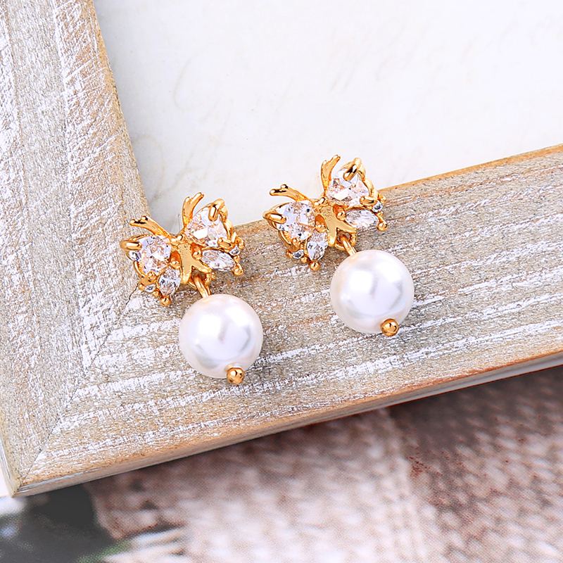 Hot sale jewelry silver for women girls gold imperfect baroque pearl earrings