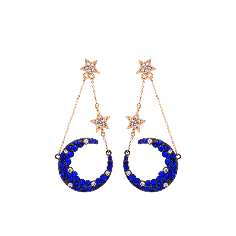 2019 Wholesale lovely silver gold half shape sailor moon star earring