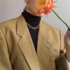Creative retro punk style gold-color short thick alloy chain chocker necklace Creative retro punk style gold-color short thick alloy chain chocker necklace