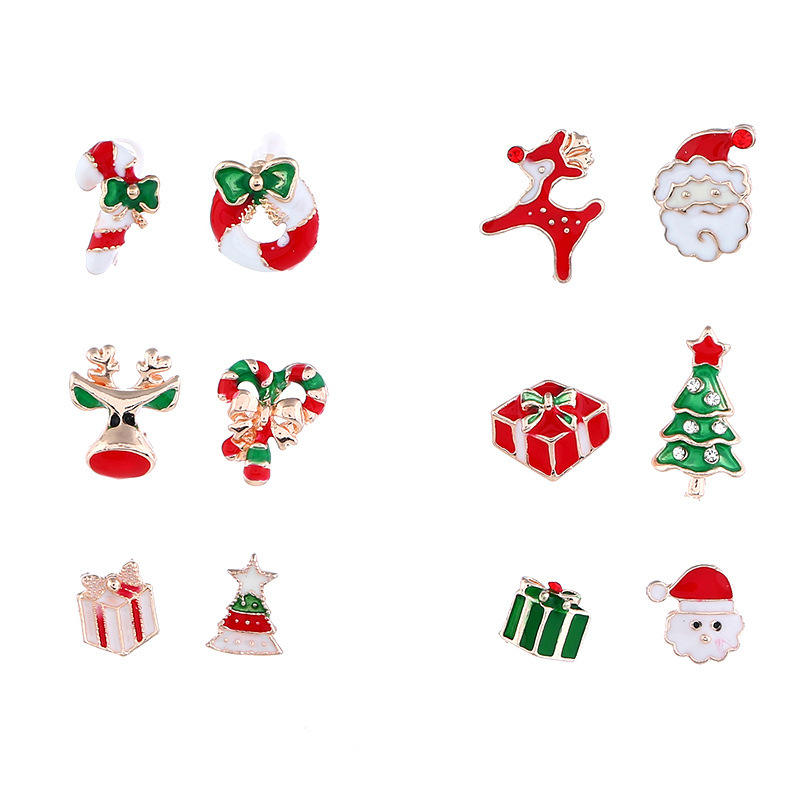 Wholesale fashion women combination alloy paint Christmas stud earrings sets