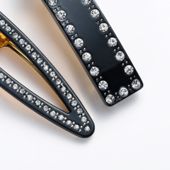 Women hair accessories wedding metal crystal rhinestone black  pearl hair pin set