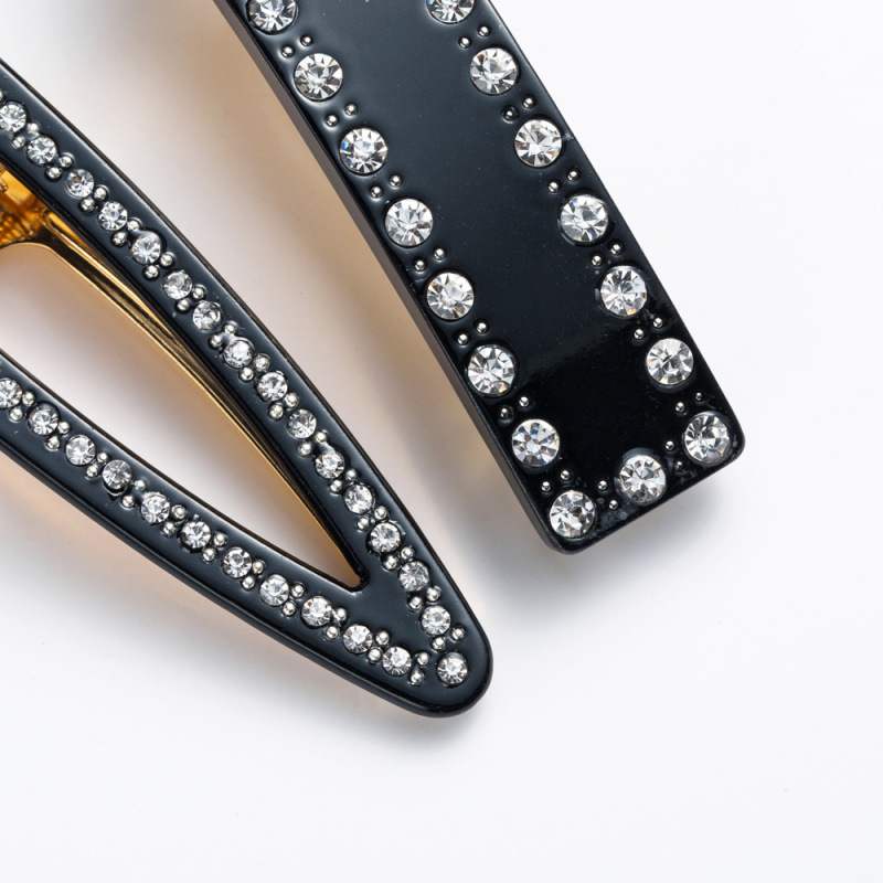 Women hair accessories wedding metal crystal rhinestone black pearl hair pin set Women hair accessories wedding metal crystal rhinestone black pearl hair pin set