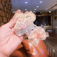 Korean children's candy color bow peach heart glitter color elastic hair rope