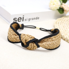 New Fashion Bohemian Beach Striped Cross Girl Woman straw Headband