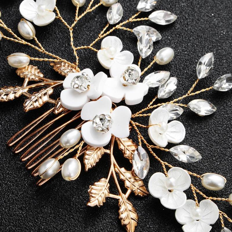 Bride Rhinestone Jewelry Pearl Hair Accessories Wedding Bridal Hair Combs