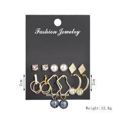 European and American popular triangle round pendant eardrop female earrings set