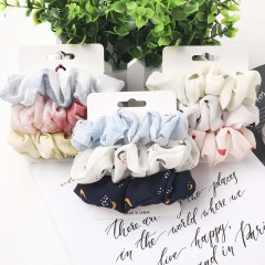 Wholesale fashion 3pcs/set custom Soft Elastic hair bands chiffon Hair Scrunchies