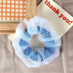 Custom Hot selling New Style Organza Checked Yarn Baby Scrunchies for teen girls