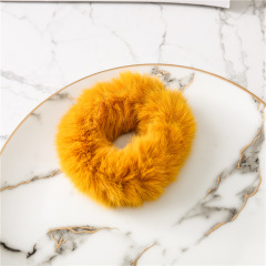 Custom Scrunchy Elastic Ponytail Holder Plush gold Fluffy hair ties women