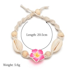 2019 Custom beach sea shell adjustable rope foot anklet jewelry flower for women