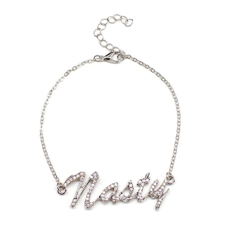 wholesale custom bohemian metal chain women jewelry crystal letter anklets