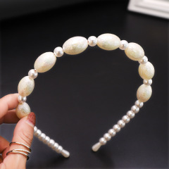 New Design Luxury Daily Wear Lady Heart Shape White Beaded Handmade Pearl Hairband for Girls