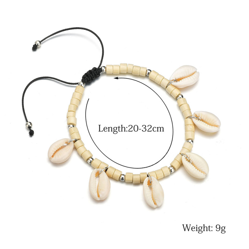 2019 Custom puka sea shell adjustable rope foot jewelry beach anklet for women